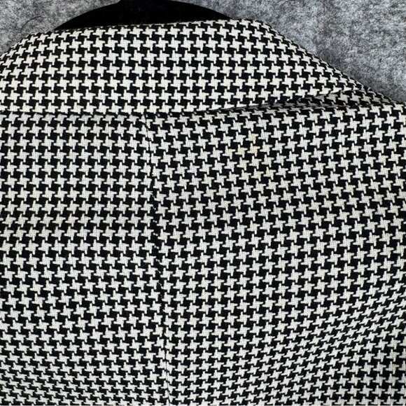 Vintage Black White Wool Houndstooth Checkered Academia Double Breasted Blazer - Picture 12 of 16